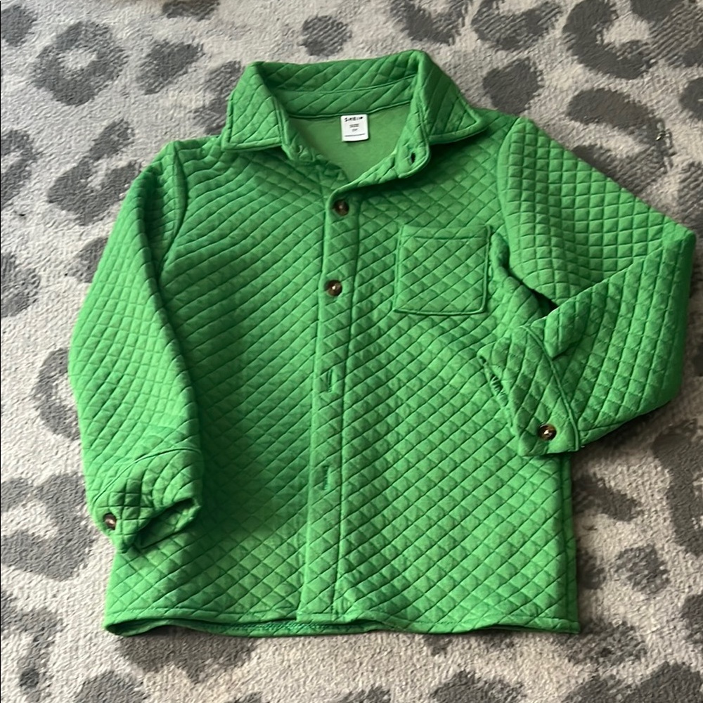 SHEIN Green Quilted Kids Jacket